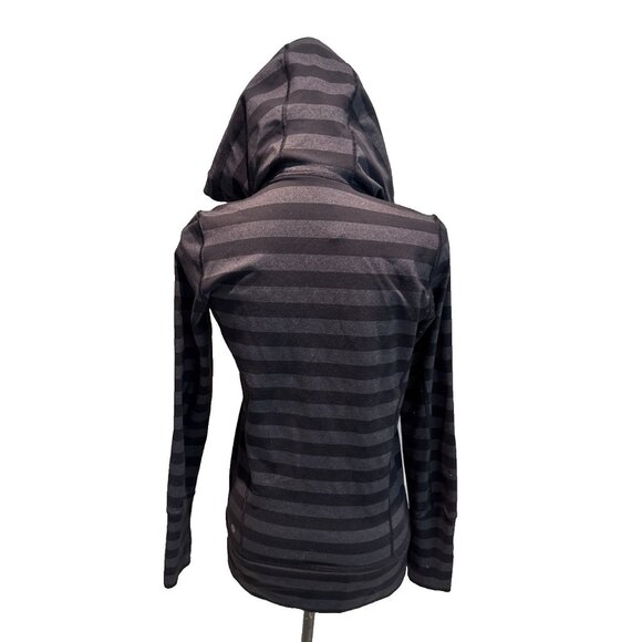 Lululemon Stride Jacket Full Zip Hoodie Black Grey Macro Stripe size 6 pockets - Picture 5 of 12